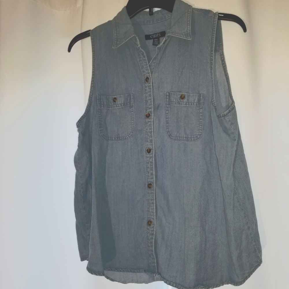 Chaps Jean button down tank